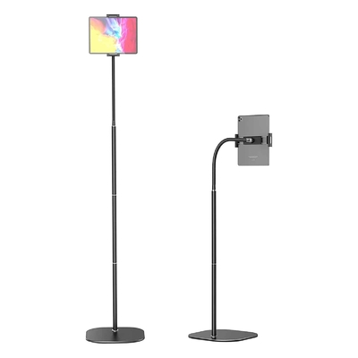 177cm Tablet Floor Gooseneck Mobile Phone Holder With Three Section Adjustable Tube