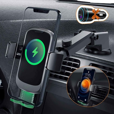 Qi 10W Magnetic 0.1S Wireless Car Charger Mount Overcurrent Protection
